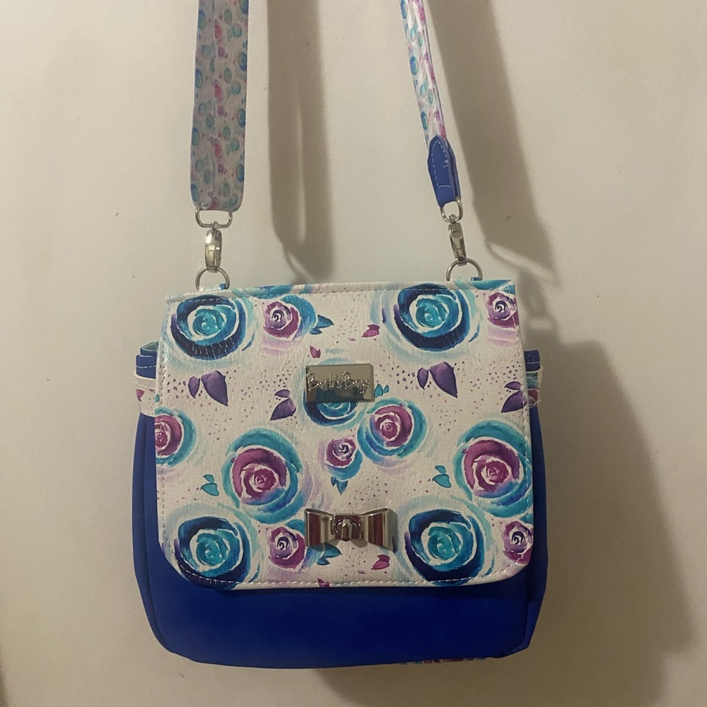 Barb’s Bags Crossbody Floral Bag Tote in Blue Purple Teal